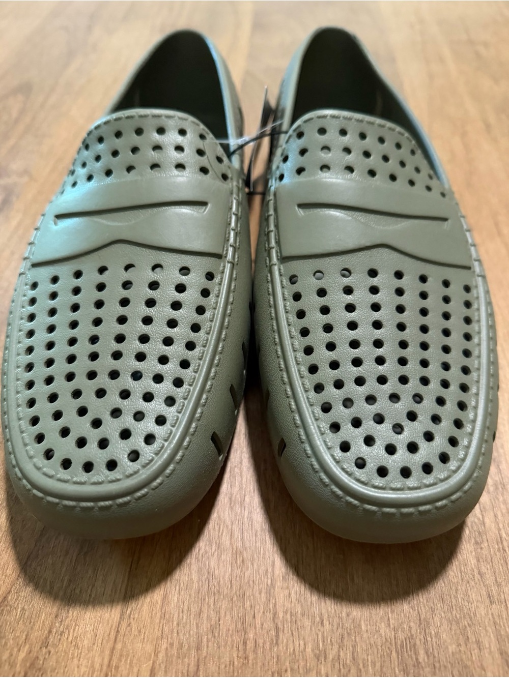 Floafers Men's Olive Green Perforated Slip-On Loafers - Picture 2 of 5